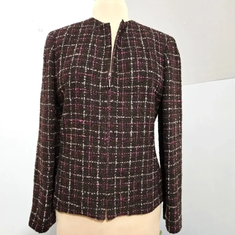 Kasper & Company ASL Vintage Wool Tweed Boucle Full Zip‎ Suit Blazer 12